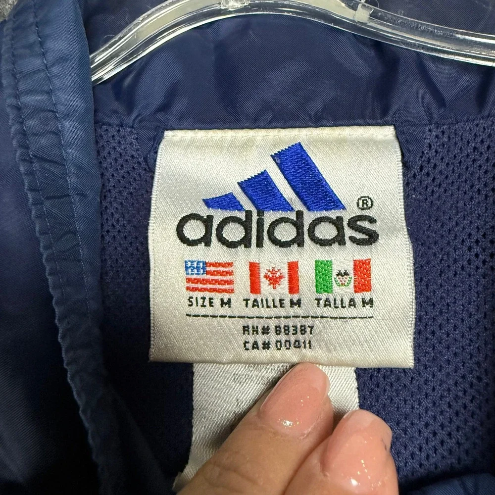 Vintage‎ Adidas Windbreaker Jacket Full Zip Navy Blue 90s Retro Mens